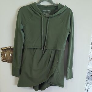 Latched Mama Olive Hooded Layered Dress